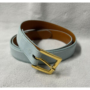 LAI Waist Belt XL Womens Blue Karung Snakeskin Leather Gold Toned Buckle Skinny